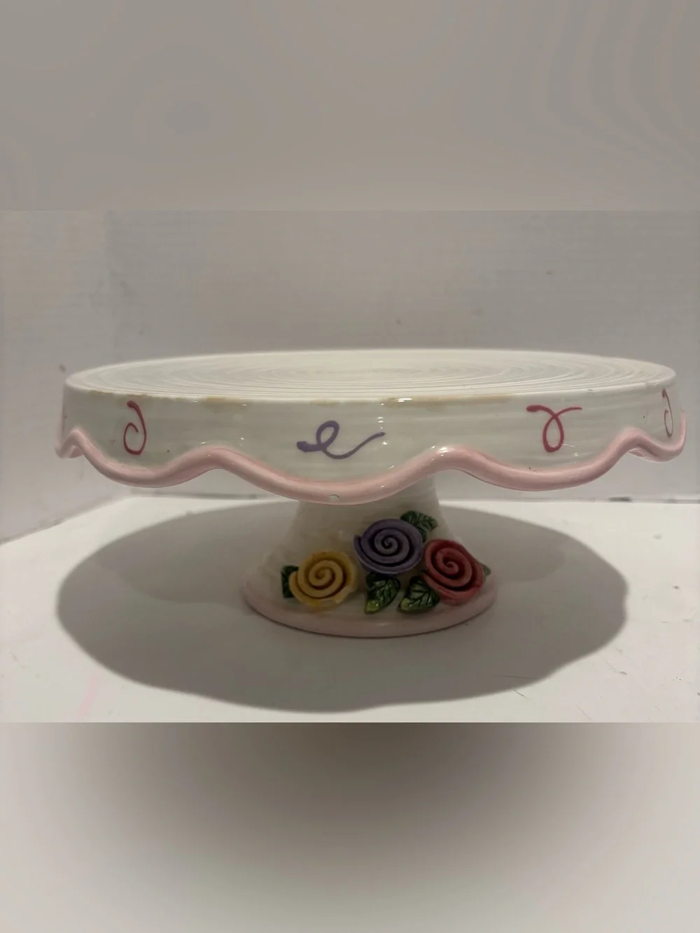 Avon Pink and White Celebration Pedestal Cake Plate